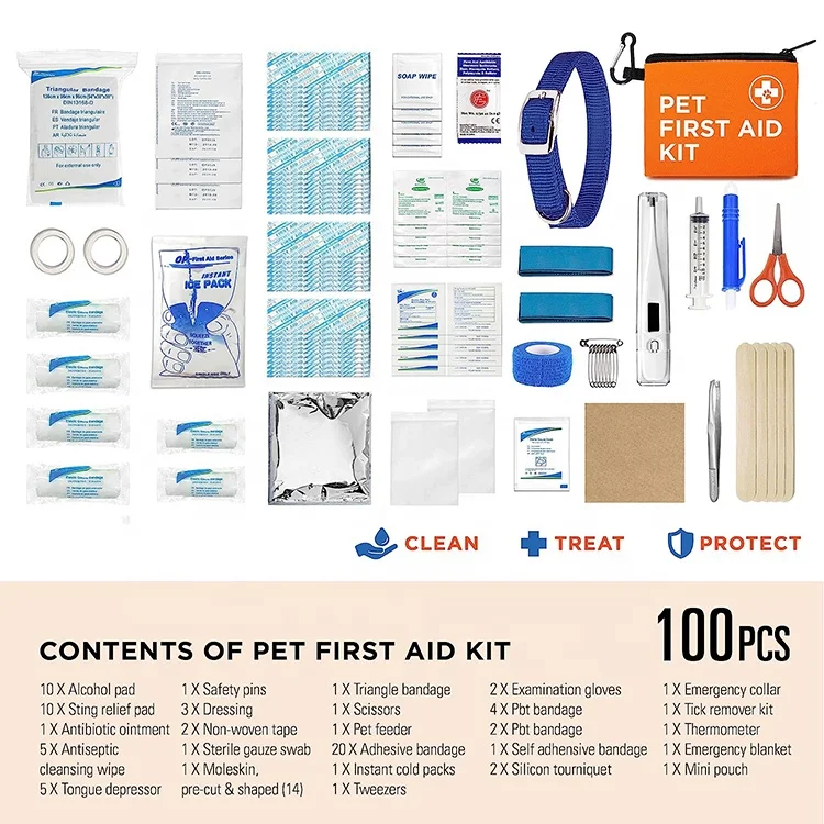 101 PCS Cat Dog First Aid Kit Travel Car Emergency Kit Pet Travel Box Vet First Aid Kit for Home