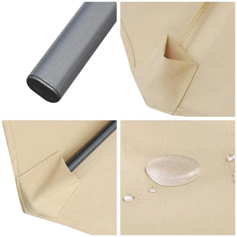 Great  Outdoor 3 X 2  Meter  Garden Restaurant Parasol Patio Umbrella With Crank and Tilt Sunscreen Upf 50+ Rectangle Cream