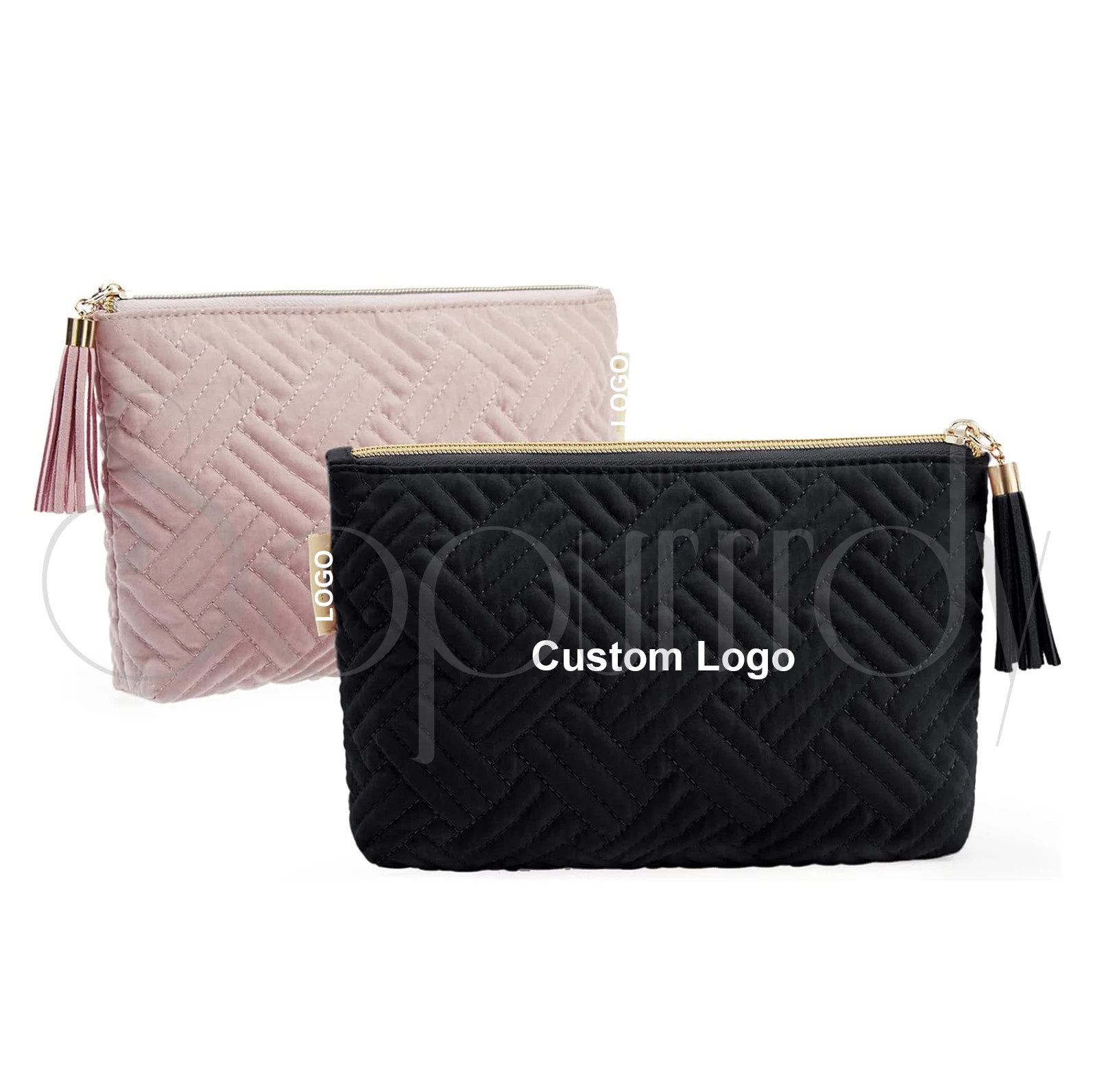 Custom Logo Cosmetic Pouch Makeup Pouch Set 2 Pcs Small Makeup Bag for Purse Travel Cosmetic Bag for Makeup Brushes Lipstick