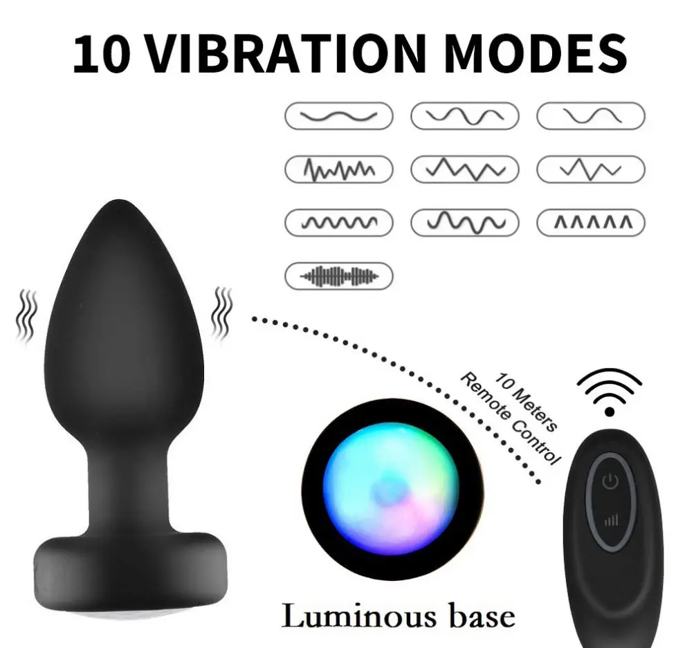 2024 new Vibrating Butt Plug, Anal Plug with Flashing Light Anal Sex Toys for Men Vibrator Prostate Massager Adult Toys Anal