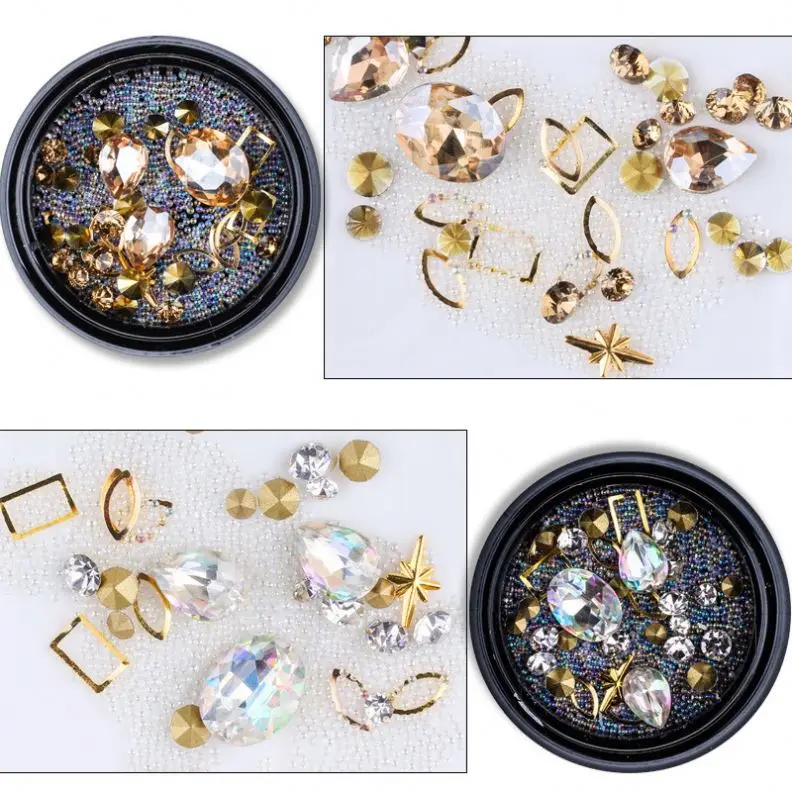 Diamond Crystals Nail Art Rhinestones3D Nail Pearl  Metal Jewelry DIY Nail Charms Accessories