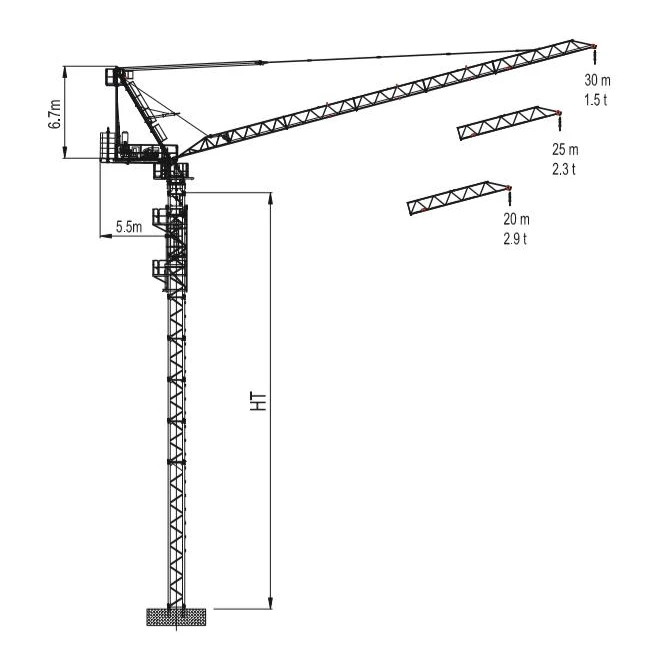  Professional Manufacture Excellent Lifting Performance Construction Small Jib Luffing Tower