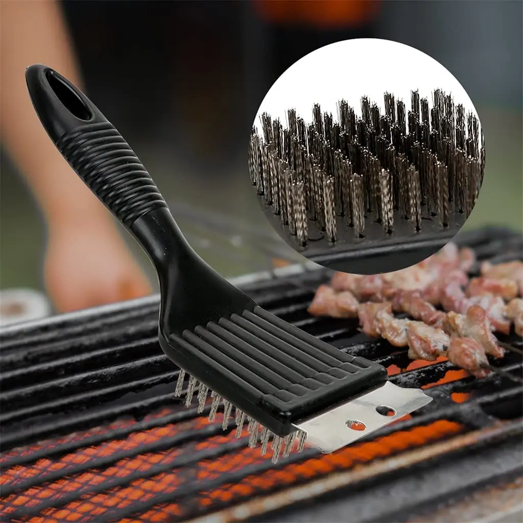 Durable Wire Bristles Cleaning Brushes Barbecue Grill Brush with Scraper BBQ Cleaning Tools BBQ Accessories