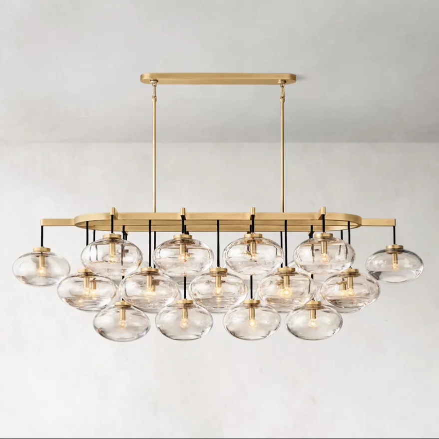 OEM New Arrival Modern Contemporary Design Celebrity Oval Glass Shade Nordic Pendant Light Bronze Round Chandelier