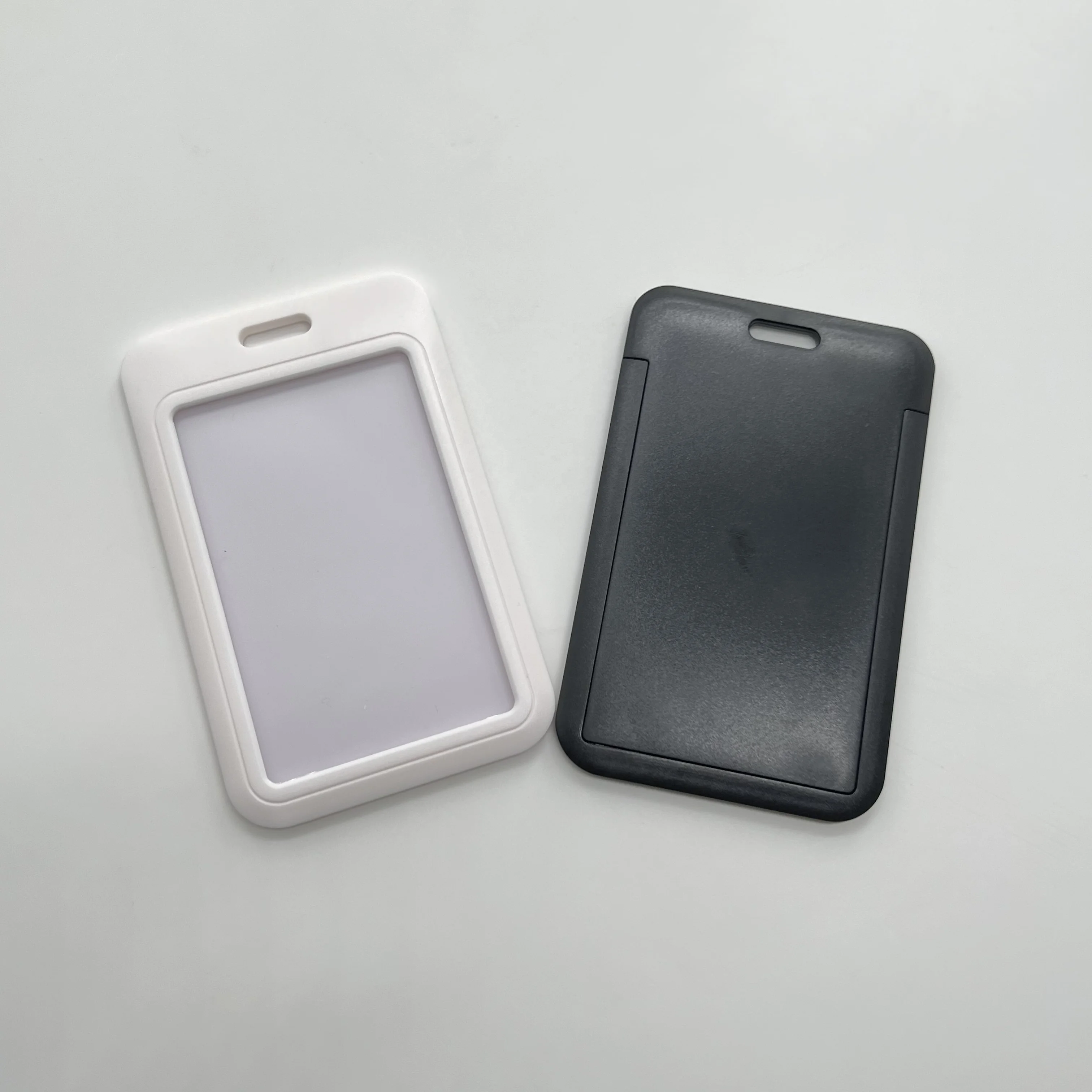 Fashion creative ABS vertical shape slide cover id card holder can be customized logo lanyard with id card holder