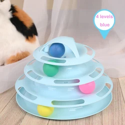 Cat Toy Turntable Roller 4-Level with Colorful Balls Interactive Play Excercise Kitten Fun Toys 2Pieces/Carton