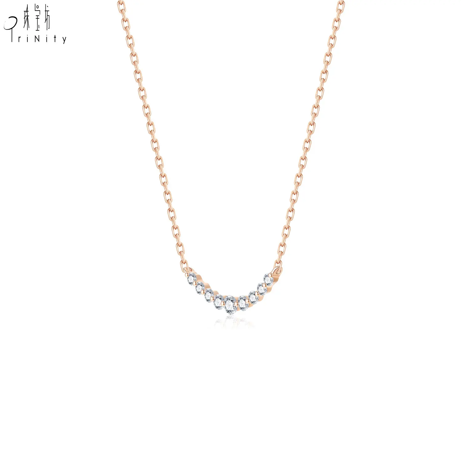 High Quality Wholesale Price 18K Solid Gold Real Natural Diamond Smaller Version Smile Pendant Necklace For Ladies