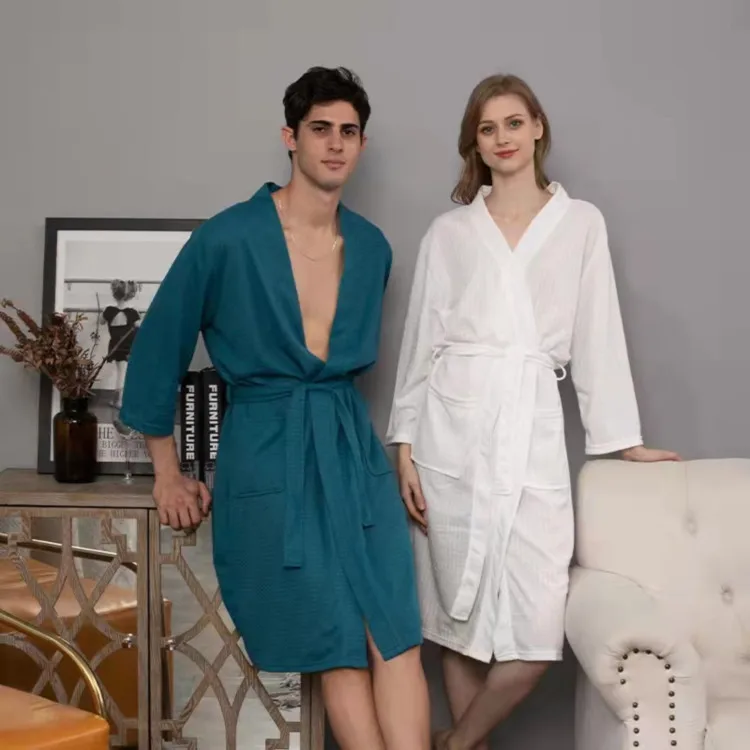 wholesale Women & men comfortable thin bathrobes couples home wear pajamas hotel bathrobes