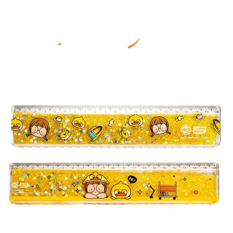 New Arrival Promotional 20cm Plastic Ruler Multi Color Glitters DIY Straight Cute Kids Ruler For School