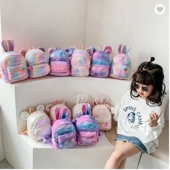 
2020 Wholesale Chic Reversible Magic Korea Children Rabbit Glitter Shiny Backpack Sequin Backpack Cute School Bag 