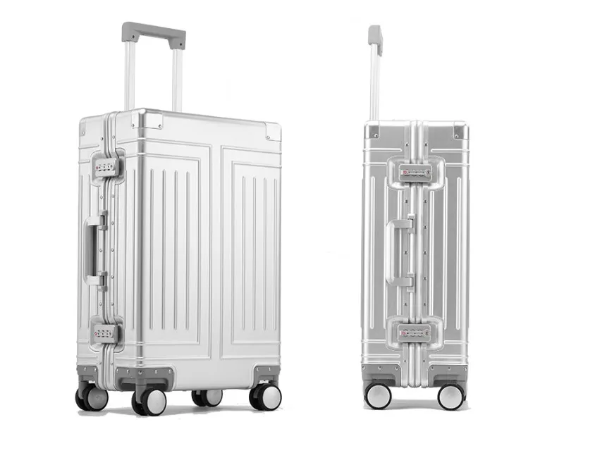July Factory Price Aluminum Luggage 20-28 inch Suitcase TSA Lock Custom Luggage rack for Travel