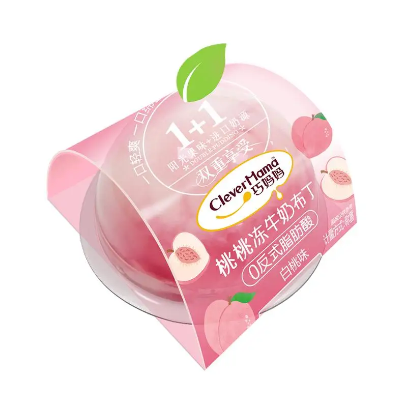 Clever Mama 66g Low Fat Zero Gelatin Wholesale Peach Halal Fruit Konjac Jelly Pudding