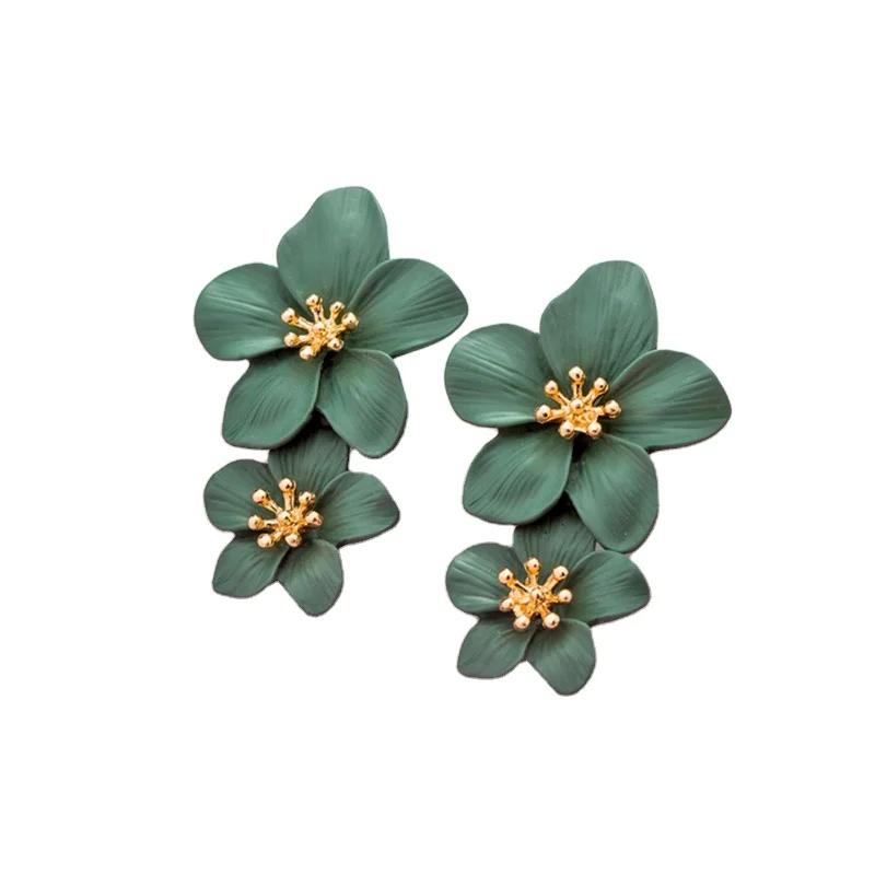 Fashion Korean Style Large Flower Stud Earrings Colorful Gold plated Clay Flower Earrings