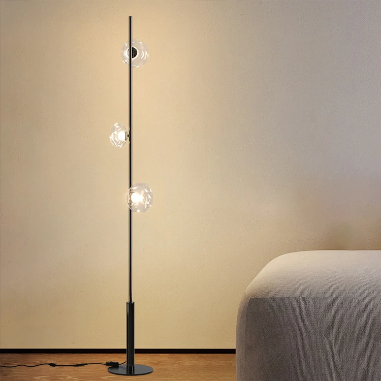 Simple living room LED floor lamp 21W three color changing light gold glass bedroom dining room study decorative floor lamp