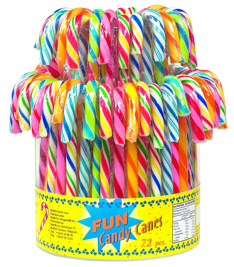 Wholesale Custom Colorful Fruity Christmas Candy Cane Stick Lollipop Hard Candy Sweets