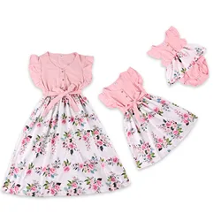 Mommy And Me Outfits Children Knitted Causal Women Green Adults Baby Girls Infants Toddlers Family Matching Clothing for Summer