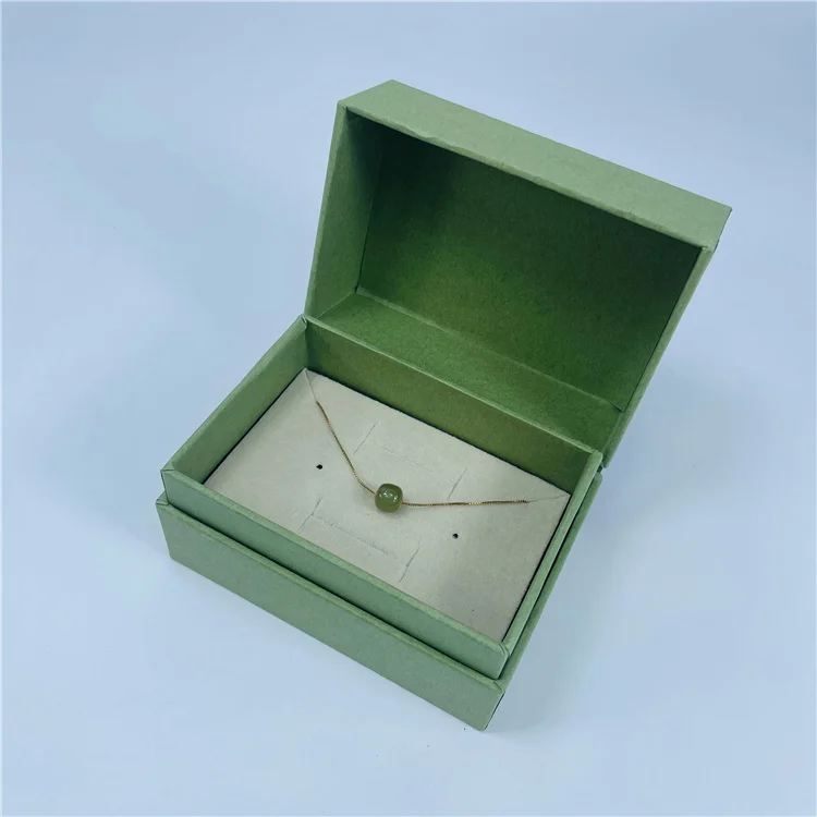 Custom Logo Avocado Green Color Kraft Paper Jewelry Box Luxury Gift Packaging Set Jewellery Shipping Mailer Package Recyclable