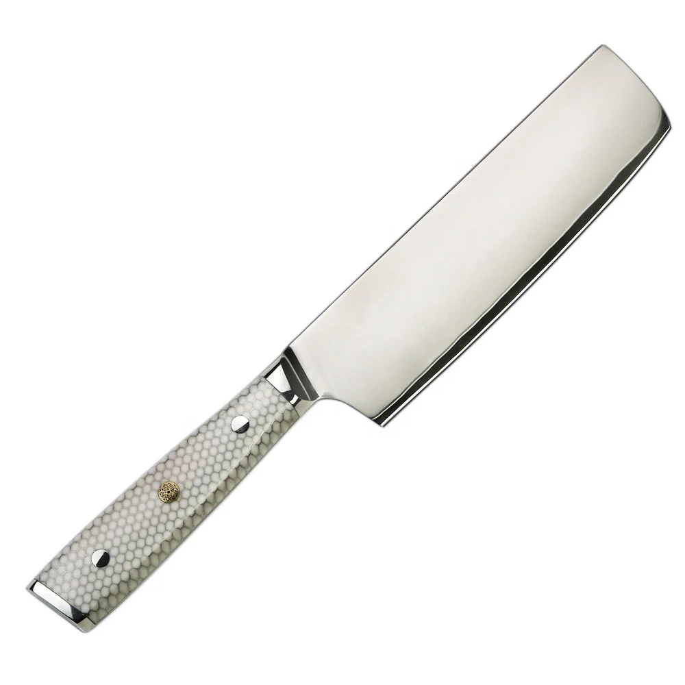 Frosted Sandblast Finish High Chromium 10CR15MOV Stainless Steel 8 inch kitchen Cleaver with leather sheath