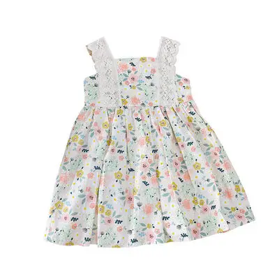 
Newborn Baby Summer Orange Floral Princess Party Dresses Fashion Sleeveless Dress Toddler Girls Clothing Size Of 80-110 