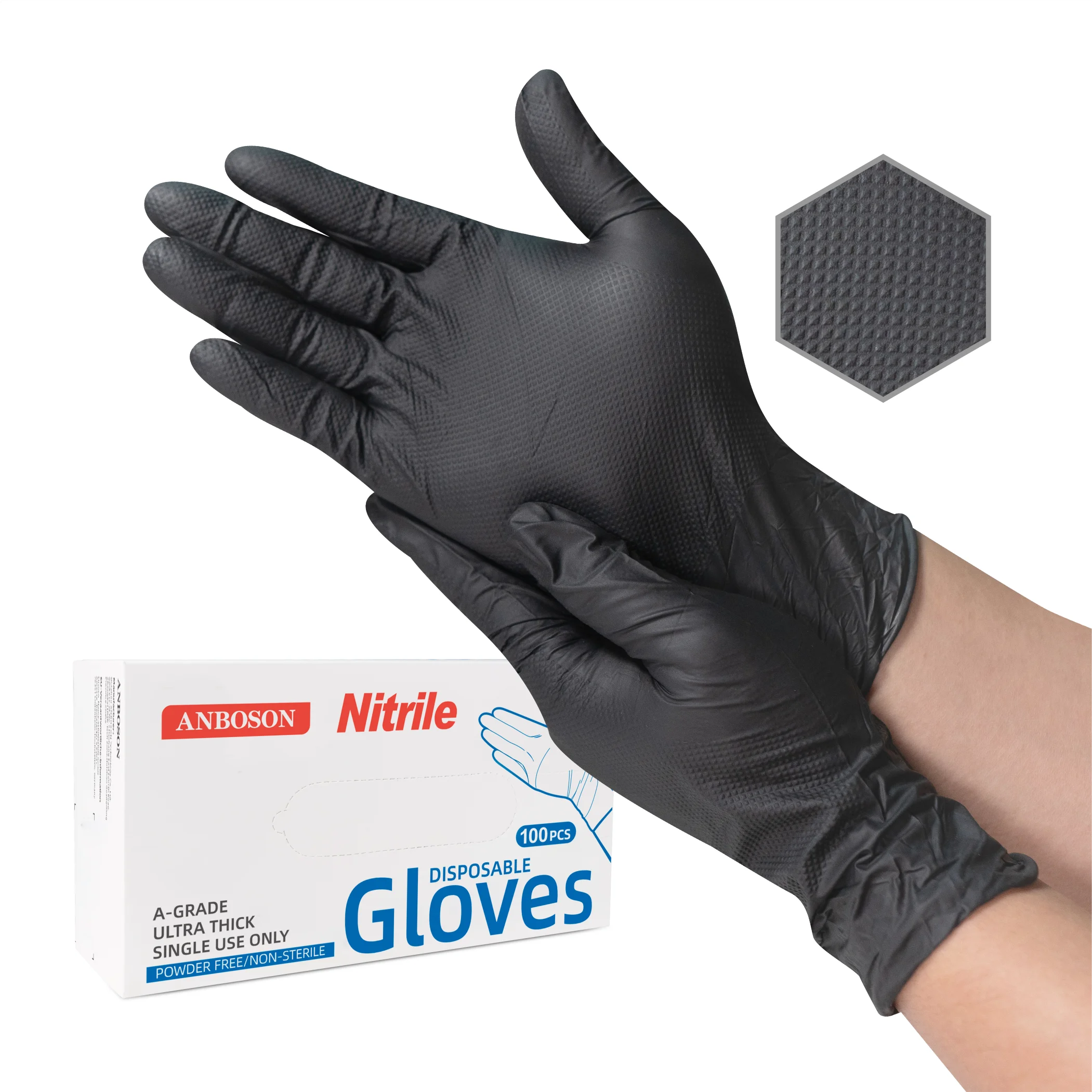 8Mil 9Mil Black Nitrile heavy duty mechanic safe work touchntuff latex powder free nitrile gloves guantes de trabajo