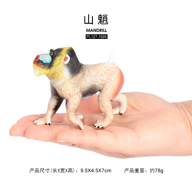 Wholesale Solid PVC Simulation  Statue Model 6 Pcs Wild Animal Toys Mandrill Figures Animal Toys Figurines