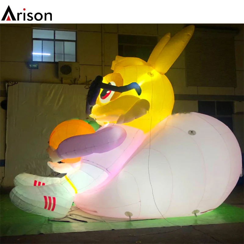 Manufacturer OEM custom oxford cloth inflatable LED rabbit inflatable animal docoration toy