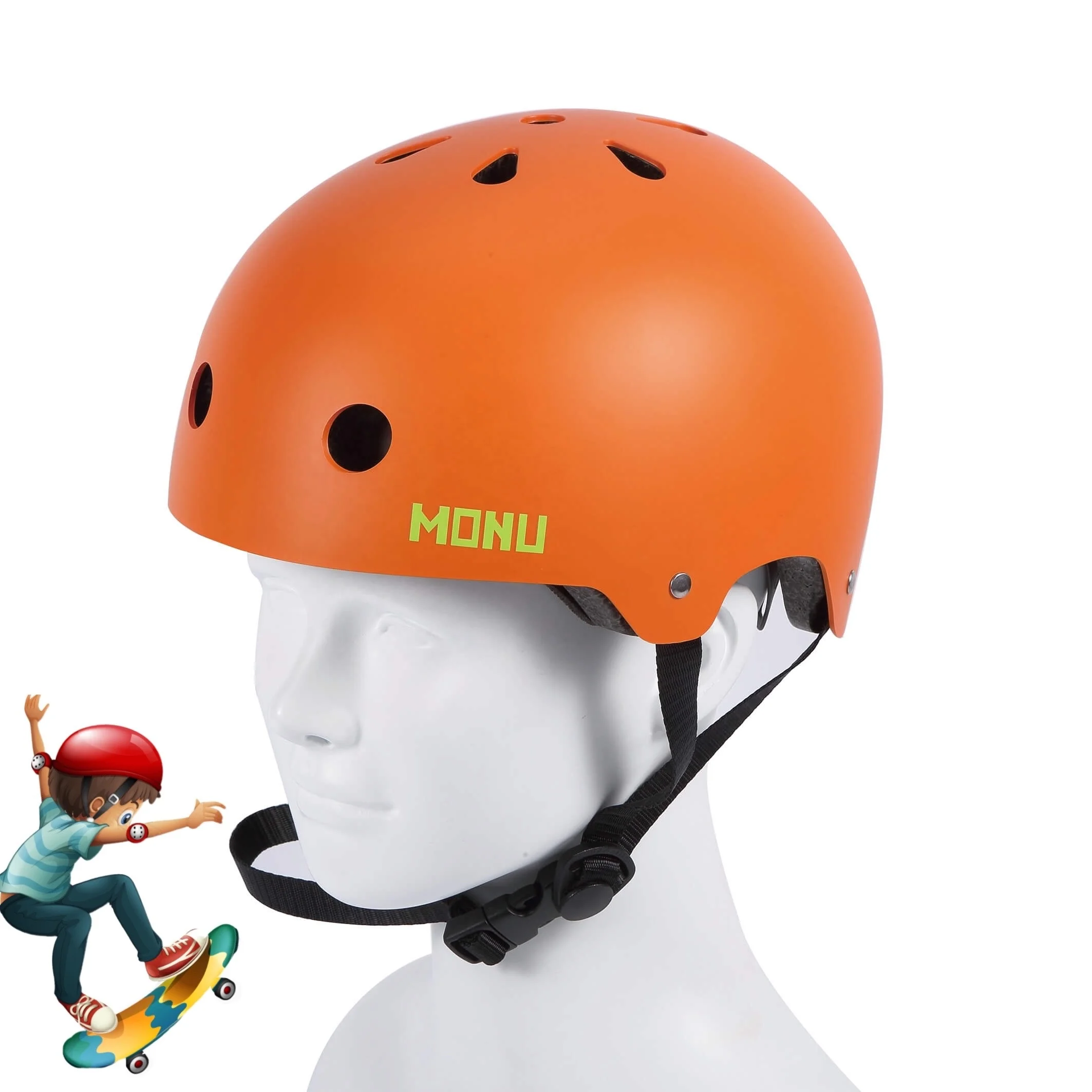 Monu OEM Orange 2021 Cheap Custom Fashionable Outdoor Sports Skating  With CE CPSC For Adults Skateboard Helmet