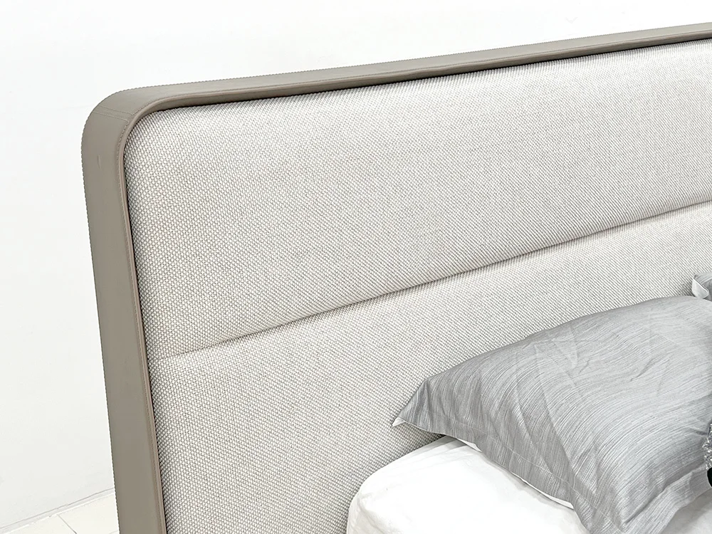 Gainsville 2024 New Design Up-holstered Beds Modern Bedframe With Saddle Leather High Quality Fabric