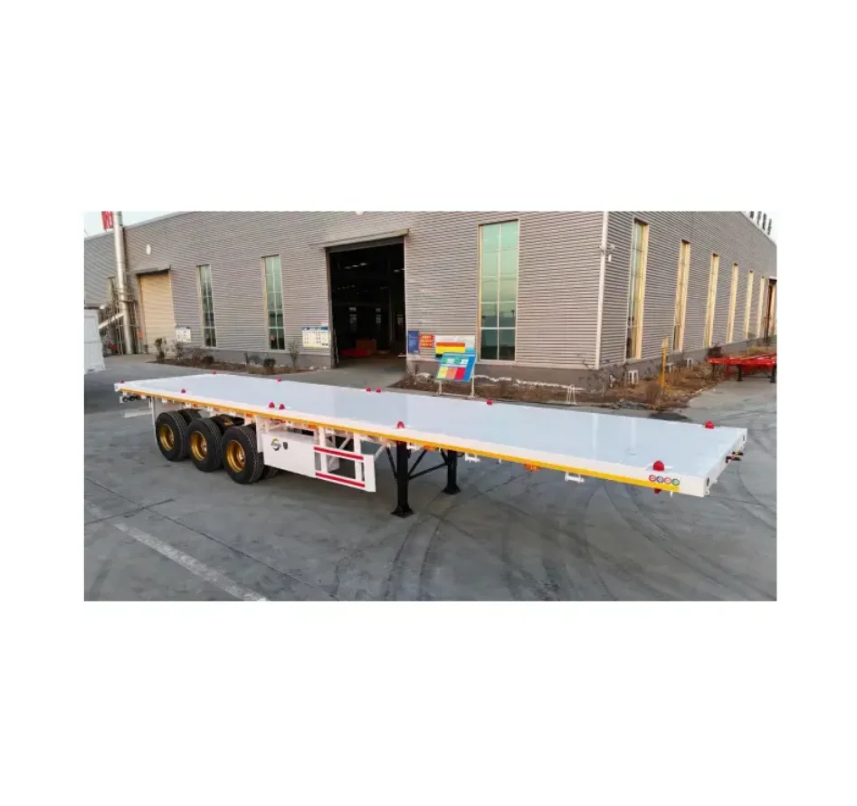 2 3 4 Axles 60 Tons 80 Ton Flatbed Semi Truck Trailers Flatbed Container Trailers