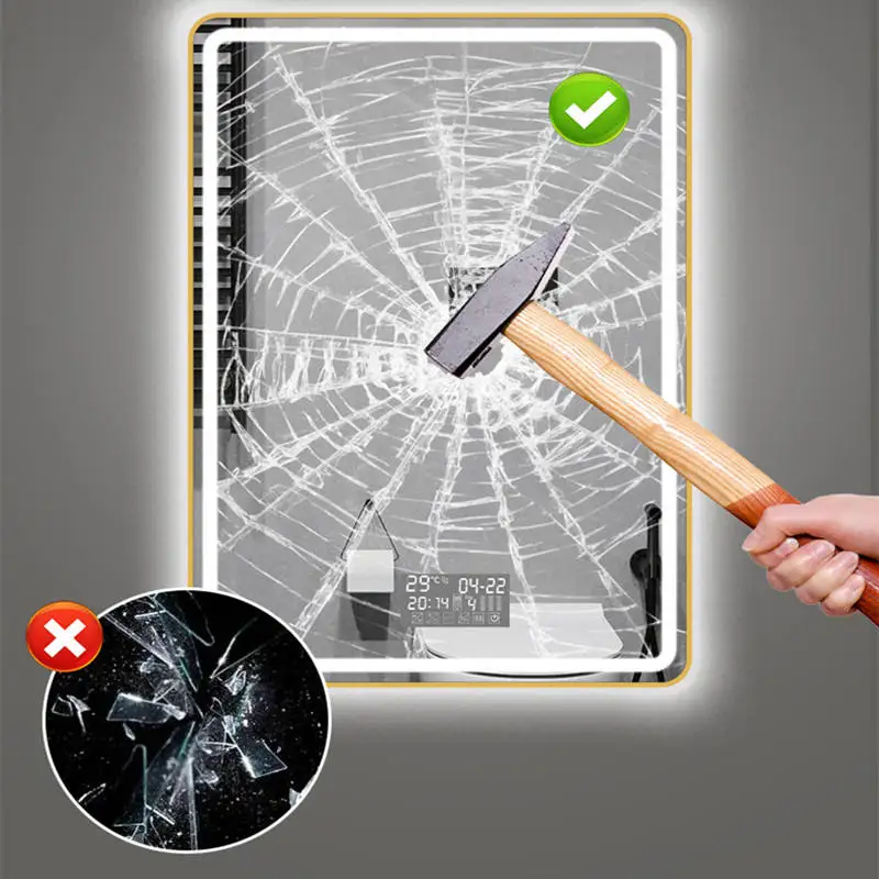 Modern style square Intelligent bathroom mirror LED backlight demist smart mirror wall mirror