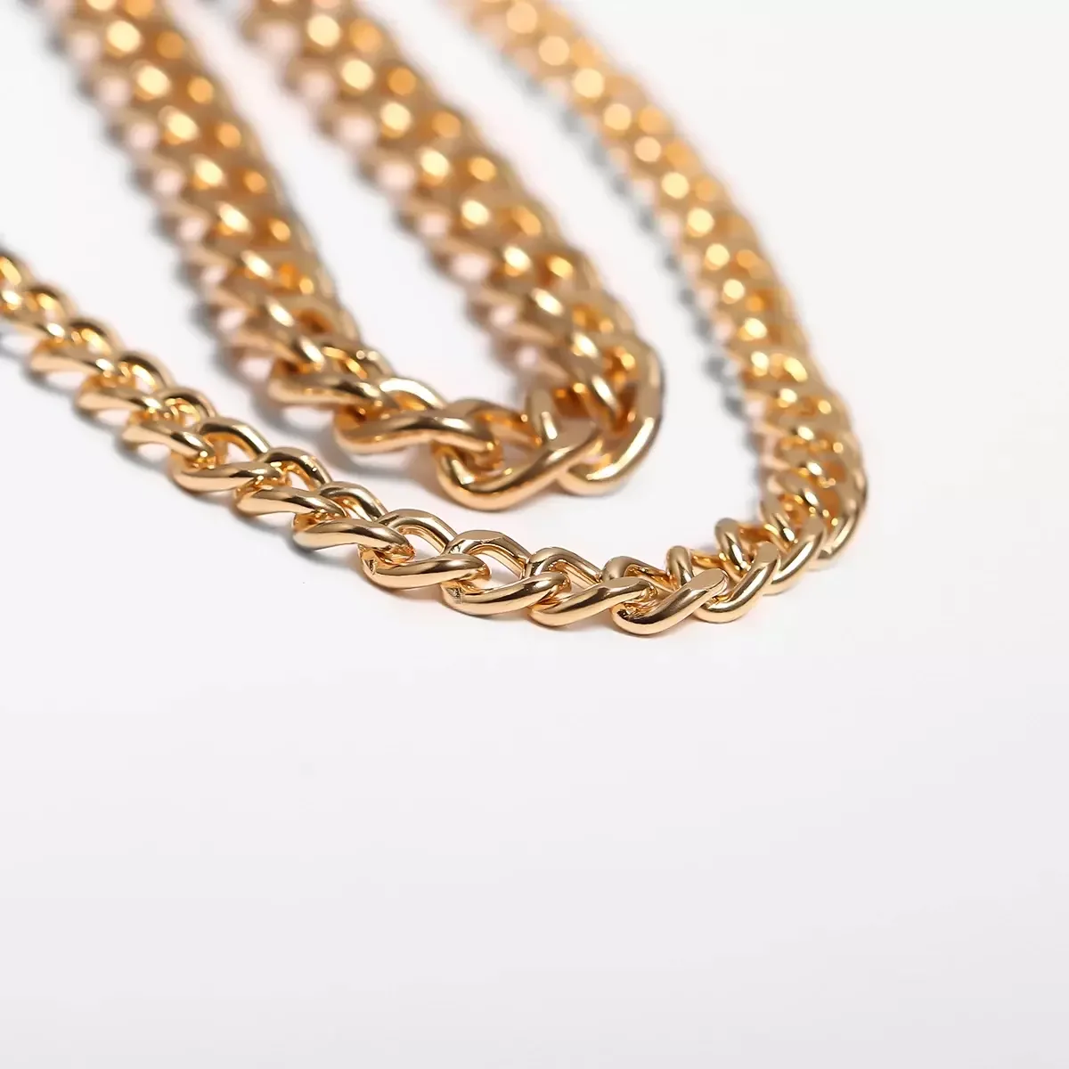 SHIXIN Two Layered Link Thick Necklace Punk Curb Cuban Gold Color Chain Necklace Choker for Women Statement Femme Accessories