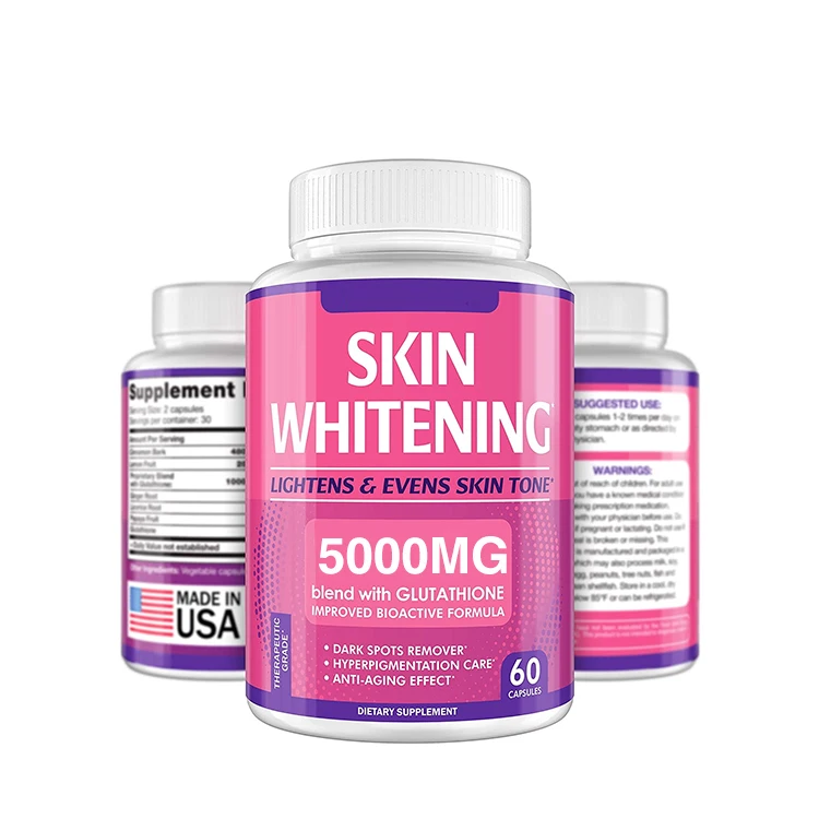 Private Label Skin Whitening Pills L-Glutathione Whitening Capsules Pills Anti aging Effect and Powerful Antioxidant 60caps