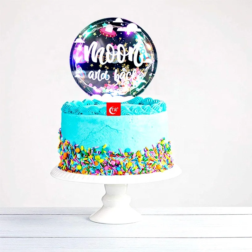 TX I Love You To The Moon And Back Quicksand Valentine Wedding LED Acrylic Cake Topper For Wedding Party Decoration Supplier