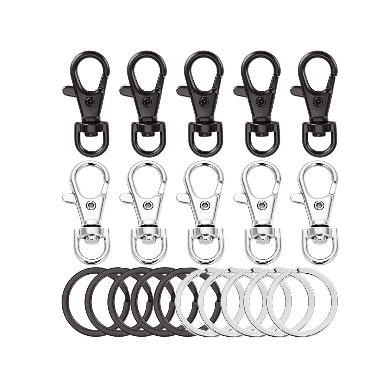 Wholesale Gift Craft DIY Key Chain Clip Lanyard Spring Hook Metal Silver Black Swivel Lobster Claw Clasp