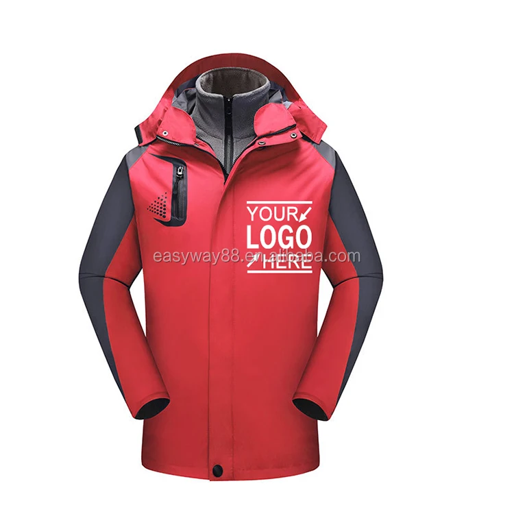 2020 green Mens winter jacket/ waterproof polyester windbreaker interchange jacket in Stock