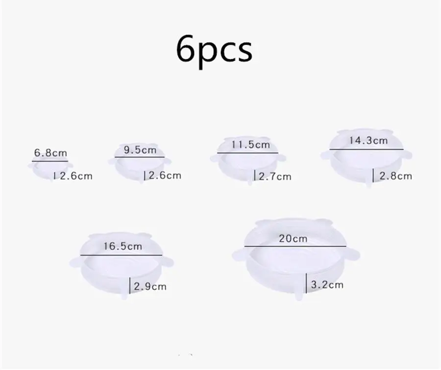Popular 6Pcs Food Wraps Reusable Silicone Food Fresh Keeping Sled Covers Silicone Sl Vacuum Stretch Lids Saran Wraps Ornization