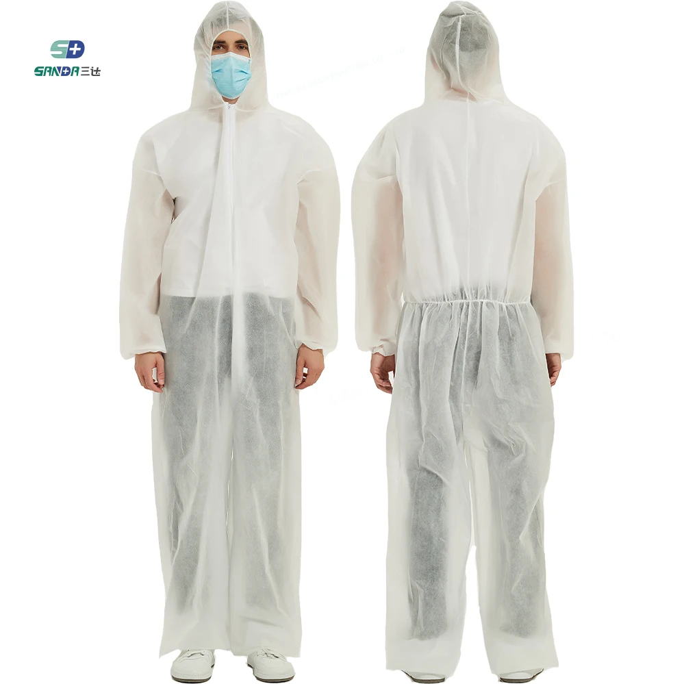 PPE Safety Manufacture PP SMS Nonwoven Blue Disposable Protective Suit Coverall Uniform