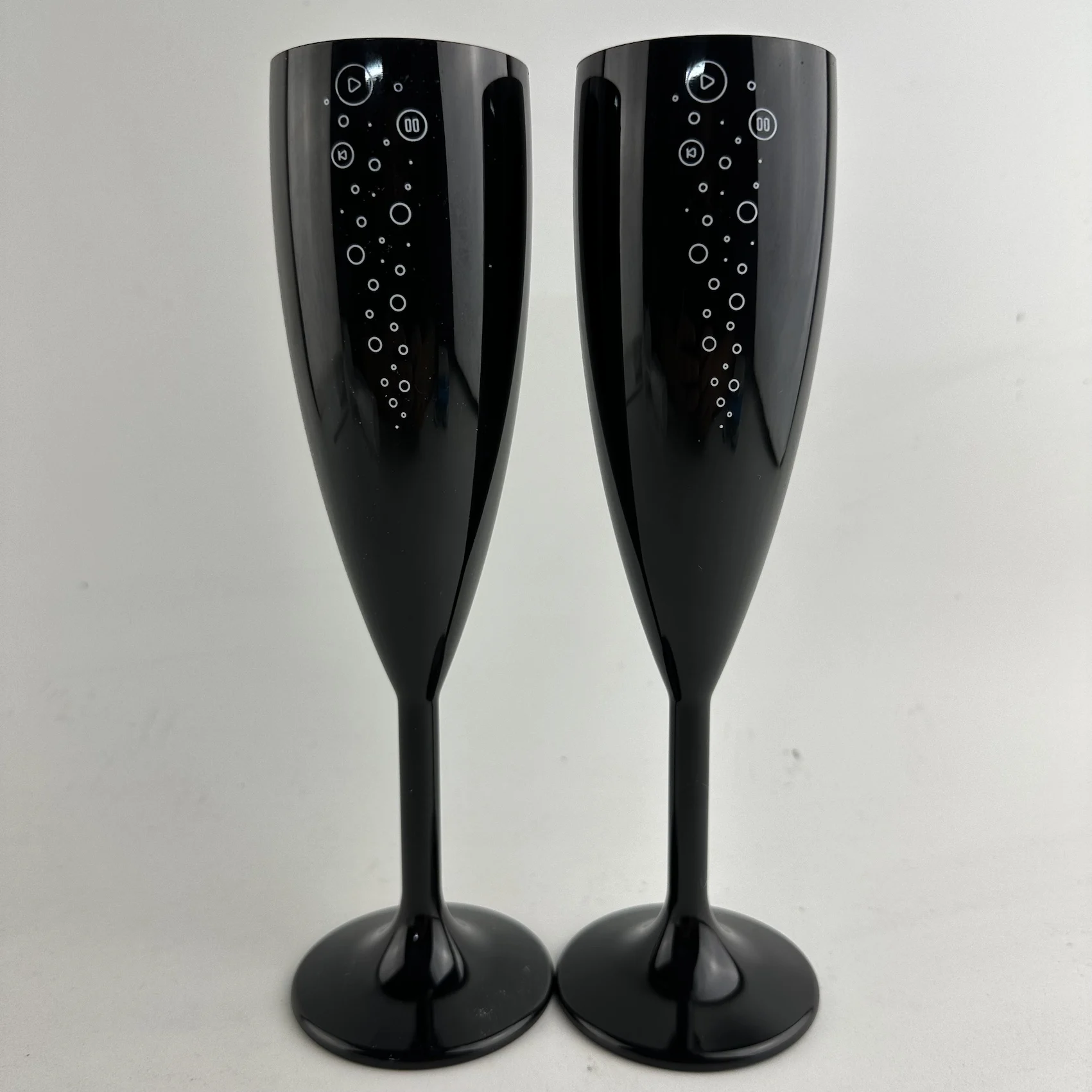 6oz Personalized Black Champagne Prosecco Plastic Flutes Party