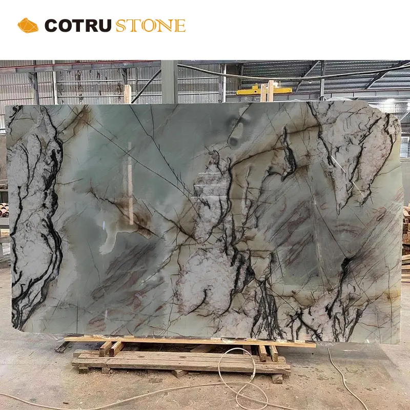 Factory Price Large Natural Polished Translucent Backlit Cristallo Tiffany Quartzite Stone Slabs For Wall Panel And Floor Tiles