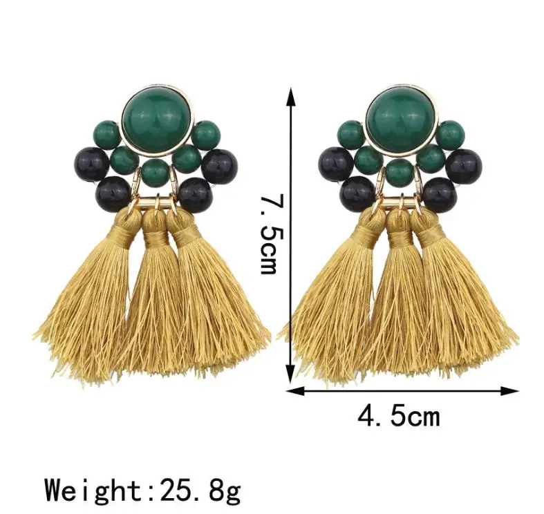 
Exaggerated alloy resinous tassel Bohemian style fashionable popular multicolor earrings LXES6112 