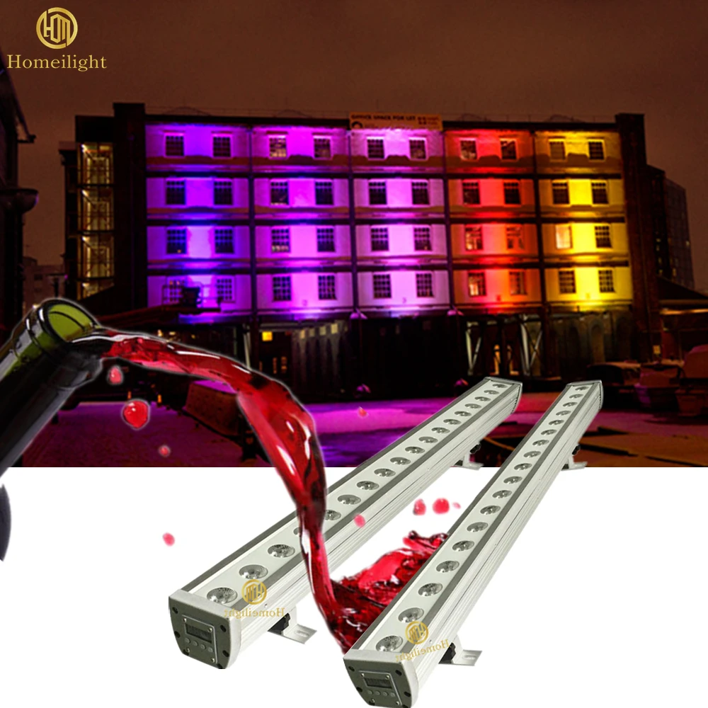 Outdoor Wall Washer Light Aluminum Building Wall Washer 18x3W RGB Lights LED Wall Washer Bar for Night Club