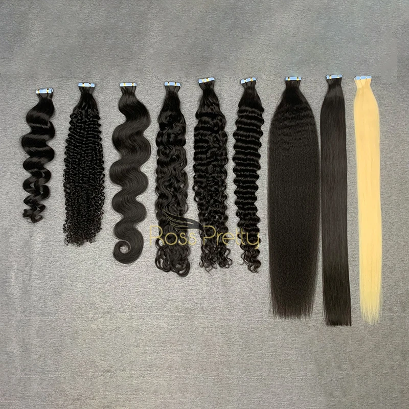 Hign quality Russia natural blonde 100% real virgin k tip human hair invisible raw tape in extensions