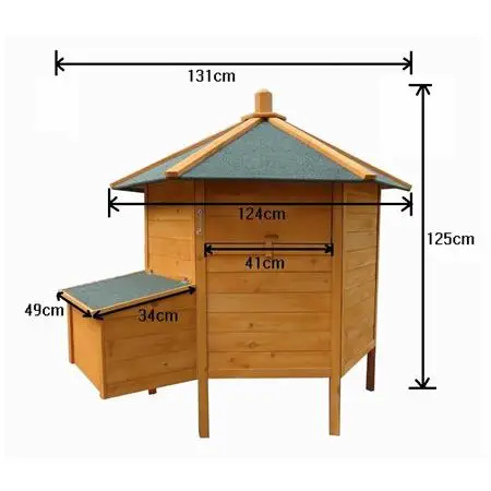 New Design 6-Corner Hen House With Egg Box Chicken Pavilion Wooden Chicken Coop