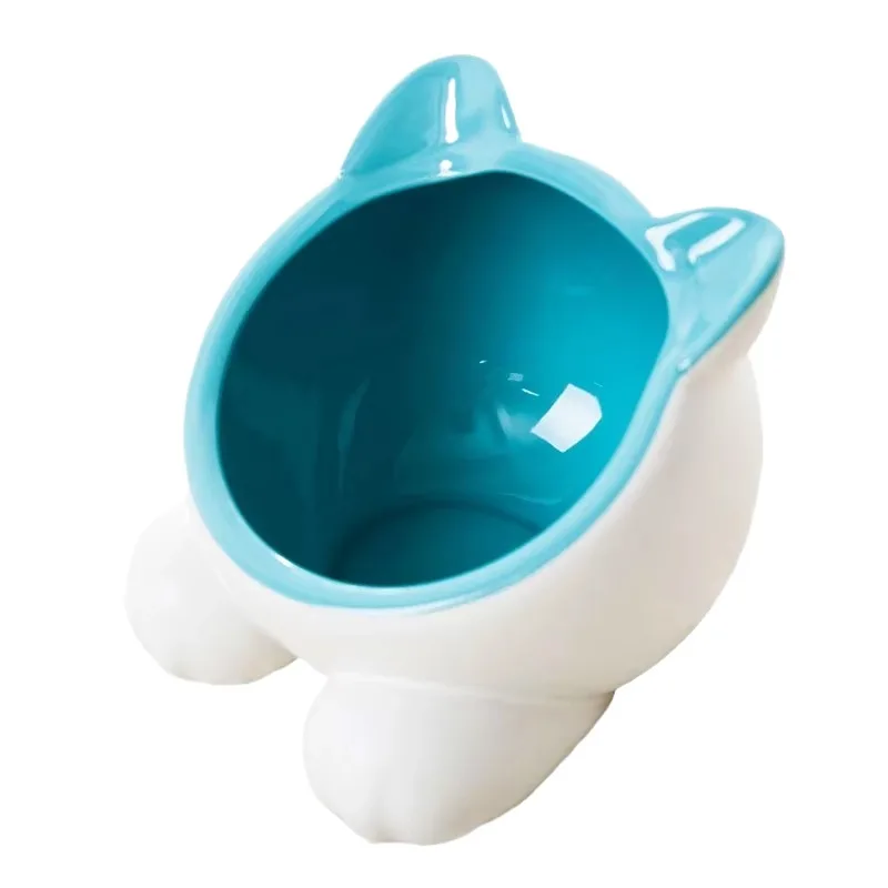 Eco Friendly Luxury Cat Carton Style Ergonomic Ceramic Pet Slow Feeder Dog Cat Drinker Feeder Bowls in High Quality