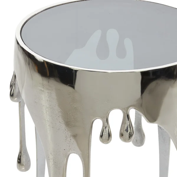 Contemporary design metal side table with black glass top dripping is suitable for living room vases