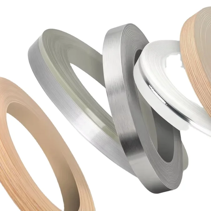 Hot sale high glossy silver color pvc edge banding tape plastic edge stirps for table desk edging