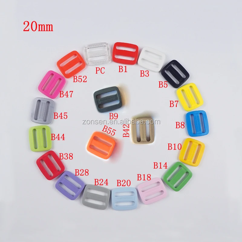 High Quality 20MM KAM Plastic Slide Buckle Adjustable Tri-glide Strap Buckle 20 Colors In Stock