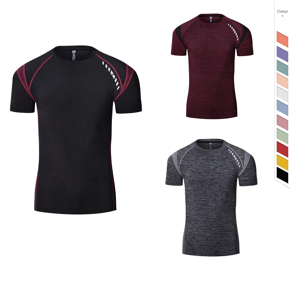 Мужские быстросохнущие футболки с вырезом лодочкой для активного отдыха | Спортивные футболки с коротким рукавом для бега в тренажерном зале