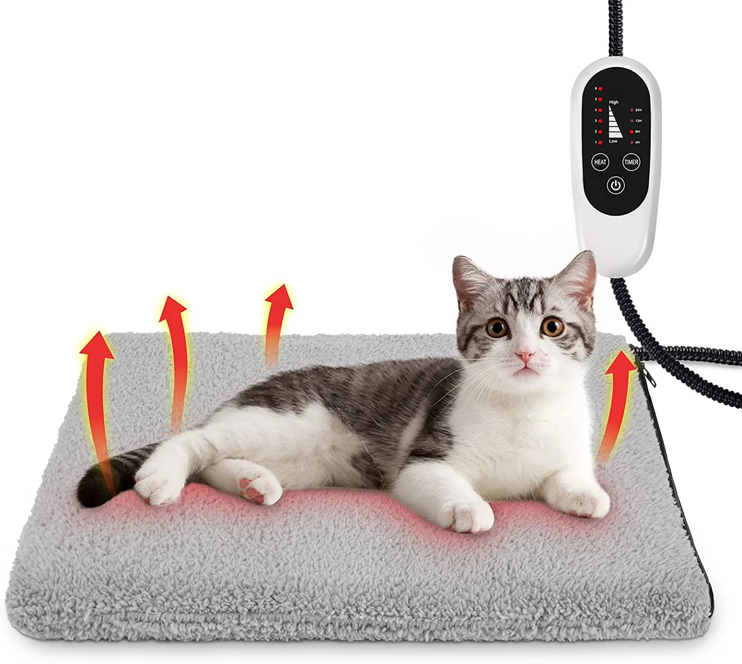 Winter Pet Warm Use Rechargeable Removable Coral Fleece Warming Pet Heated Mat Electric Heating Pet Pad