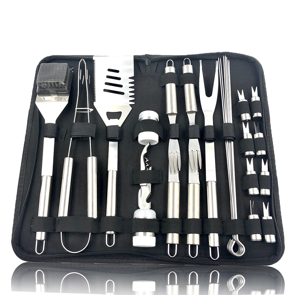 Item Q1-225 Premium Stainless Steel Outdoor BBQ Tool Set 29 Pcs Portable Multifunctional Barbecue Accessories BBQ Set